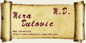Mira Dulović vizit kartica